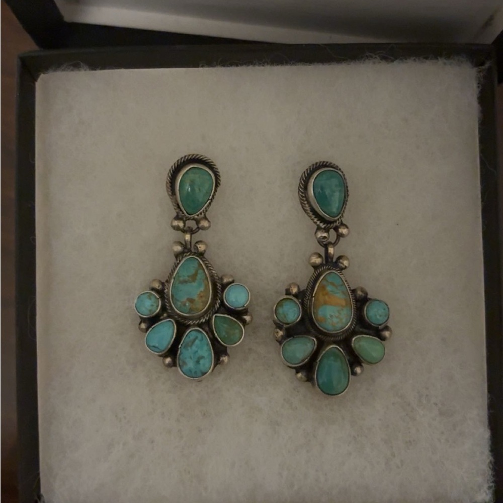 Turquoise Silver Drop Earrings